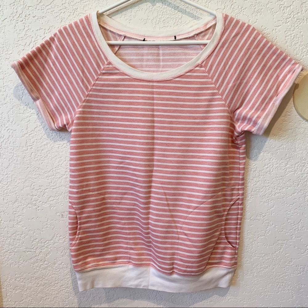 Forever 21 Pink and White Striped Knit Tee